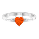 1/2 Carat Fire Opal Heart Engagement Ring with Diamond Fire Opal - ( AAA ) - Quality - Rosec Jewels