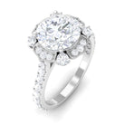 Cubic Zirconia Flower Engagement Ring in Gold Zircon - ( AAAA ) - Quality - Rosec Jewels