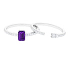 Natural Amethyst and Diamond Wedding Ring Set Amethyst - ( AAA ) - Quality - Rosec Jewels