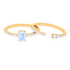 Stackable Ring Set with Moonstone and Diamond Moonstone - ( AAA ) - Quality - Rosec Jewels