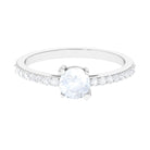 1.25 CT Natural Moonstone Solitaire Promise Ring with Diamond Moonstone - ( AAA ) - Quality - Rosec Jewels