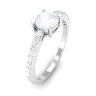 1.25 CT Natural Moonstone Solitaire Promise Ring with Diamond Moonstone - ( AAA ) - Quality - Rosec Jewels