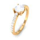 1.25 CT Natural Moonstone Solitaire Promise Ring with Diamond Moonstone - ( AAA ) - Quality - Rosec Jewels