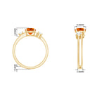 Double Band Engagement Ring with Fire Opal and Diamond Fire Opal - ( AAA ) - Quality - Rosec Jewels