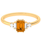 3/4 CT Natural Citrine Solitaire Ring with Diamond Stones Citrine - ( AAA ) - Quality - Rosec Jewels