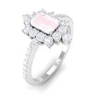 1.75 CT Vintage Inspired Rose Quartz Ring with Diamond Halo Rose Quartz - ( AAA ) - Quality - Rosec Jewels