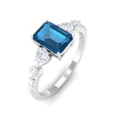 1.75 CT Classic London Blue Topaz and Diamond Ring London Blue Topaz - ( AAA ) - Quality - Rosec Jewels