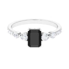 1.75 CT Octagon Cut Black Spinel Solitaire Ring with Moissanite Black Spinel - ( AAA ) - Quality - Rosec Jewels