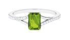 1.50 CT Split Shank Peridot Solitaire Ring with Diamond Accent Peridot - ( AAA ) - Quality - Rosec Jewels