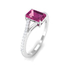 1.50 CT Natural Pink Tourmaline Solitaire Split Shank Ring with Diamond Pink Tourmaline - ( AAA ) - Quality - Rosec Jewels