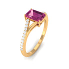 1.50 CT Natural Pink Tourmaline Solitaire Split Shank Ring with Diamond Pink Tourmaline - ( AAA ) - Quality - Rosec Jewels