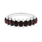 1.75 Ct Garnet Oval Half Eternity Band with Diamond Garnet - ( AAA ) - Quality - Rosec Jewels