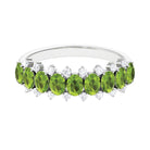 2.25 CT Oval Cut Peridot Half Eternity Ring with Diamond Stones Peridot - ( AAA ) - Quality - Rosec Jewels