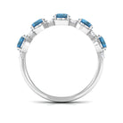 2 CT London Blue Topaz and Diamond Half Eternity Ring London Blue Topaz - ( AAA ) - Quality - Rosec Jewels