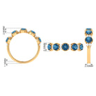 2 CT London Blue Topaz and Diamond Half Eternity Ring London Blue Topaz - ( AAA ) - Quality - Rosec Jewels