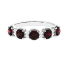 2 Carat Round Garnet Half Eternity Band with Diamond Garnet - ( AAA ) - Quality - Rosec Jewels