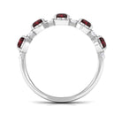 2 Carat Round Garnet Half Eternity Band with Diamond Garnet - ( AAA ) - Quality - Rosec Jewels