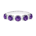 1.5 Carat Round Amethyst Half Eternity Band with Diamond Amethyst - ( AAA ) - Quality - Rosec Jewels