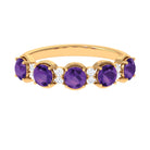 1.5 Carat Round Amethyst Half Eternity Band with Diamond Amethyst - ( AAA ) - Quality - Rosec Jewels