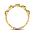 1.50 CT Peridot Half Eternity Ring in Prong Setting with Diamond Peridot - ( AAA ) - Quality - Rosec Jewels