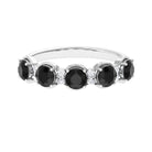 2 CT Round Black Spinel and Diamond Half Eternity Ring Black Spinel - ( AAA ) - Quality - Rosec Jewels