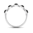 2 CT Round Black Spinel and Diamond Half Eternity Ring Black Spinel - ( AAA ) - Quality - Rosec Jewels