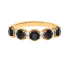 2 CT Round Black Spinel and Diamond Half Eternity Ring Black Spinel - ( AAA ) - Quality - Rosec Jewels