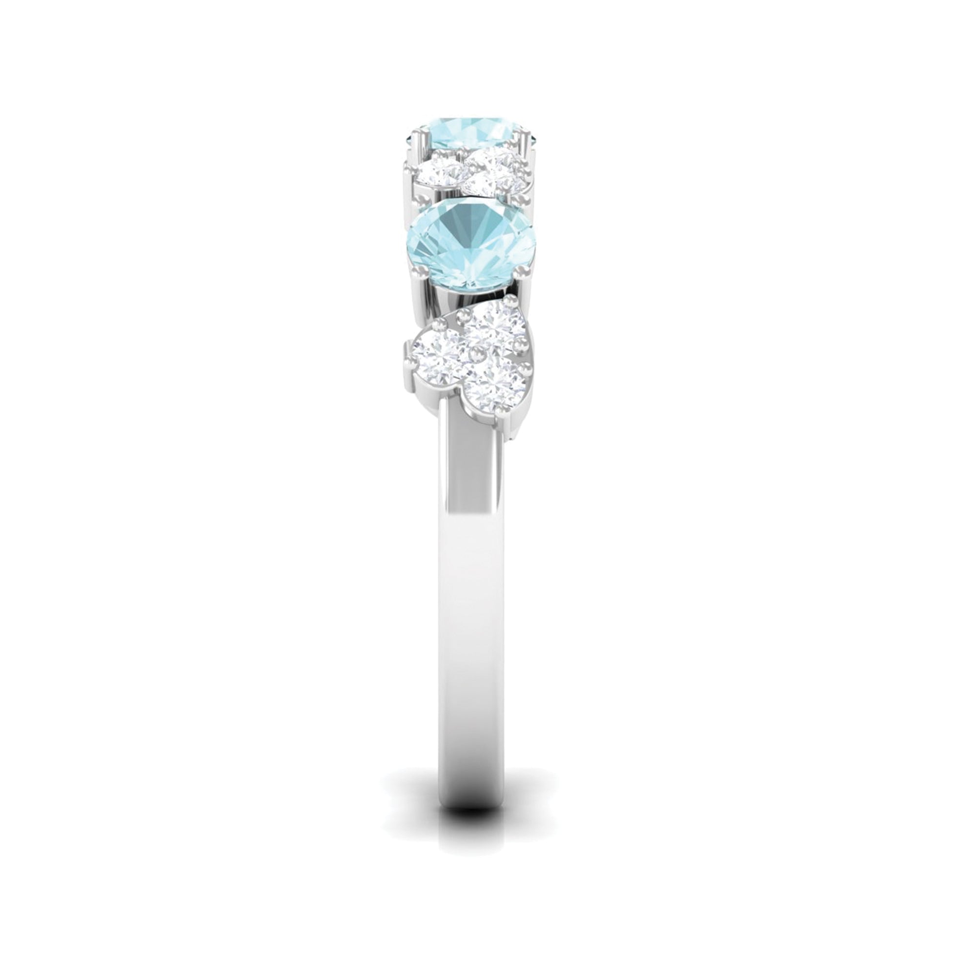 1.25 CT Alternate Sky Blue Topaz and Diamond Half Eternity Ring Sky Blue Topaz - ( AAA ) - Quality - Rosec Jewels