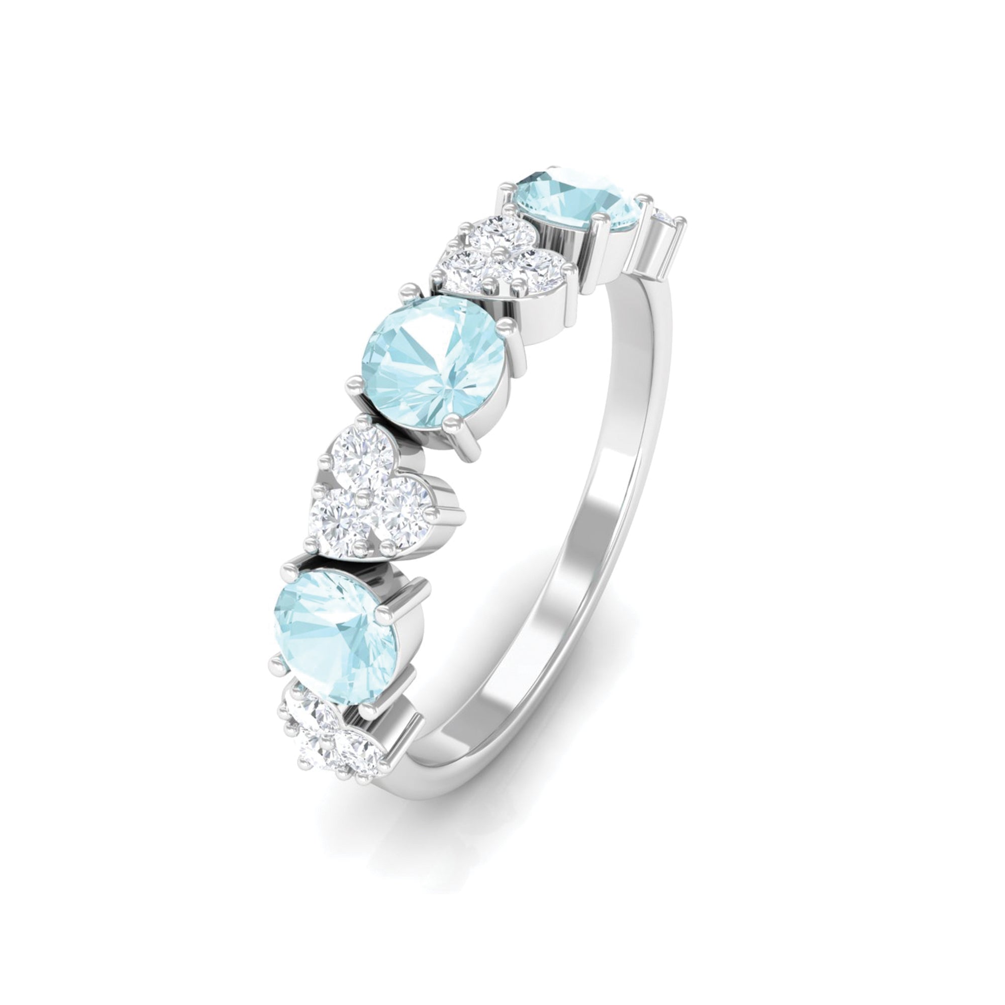 1.25 CT Alternate Sky Blue Topaz and Diamond Half Eternity Ring Sky Blue Topaz - ( AAA ) - Quality - Rosec Jewels