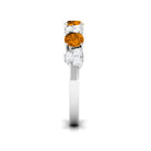 Alternate Citrine and Pave Diamond Heart Half Eternity Ring Citrine - ( AAA ) - Quality - Rosec Jewels