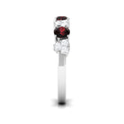 Alternate Garnet and Pave Diamond Heart Half Eternity Ring Garnet - ( AAA ) - Quality - Rosec Jewels