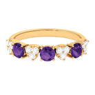 Amethyst and Diamond Heart Shape Alternate Eternity Ring Amethyst - ( AAA ) - Quality - Rosec Jewels