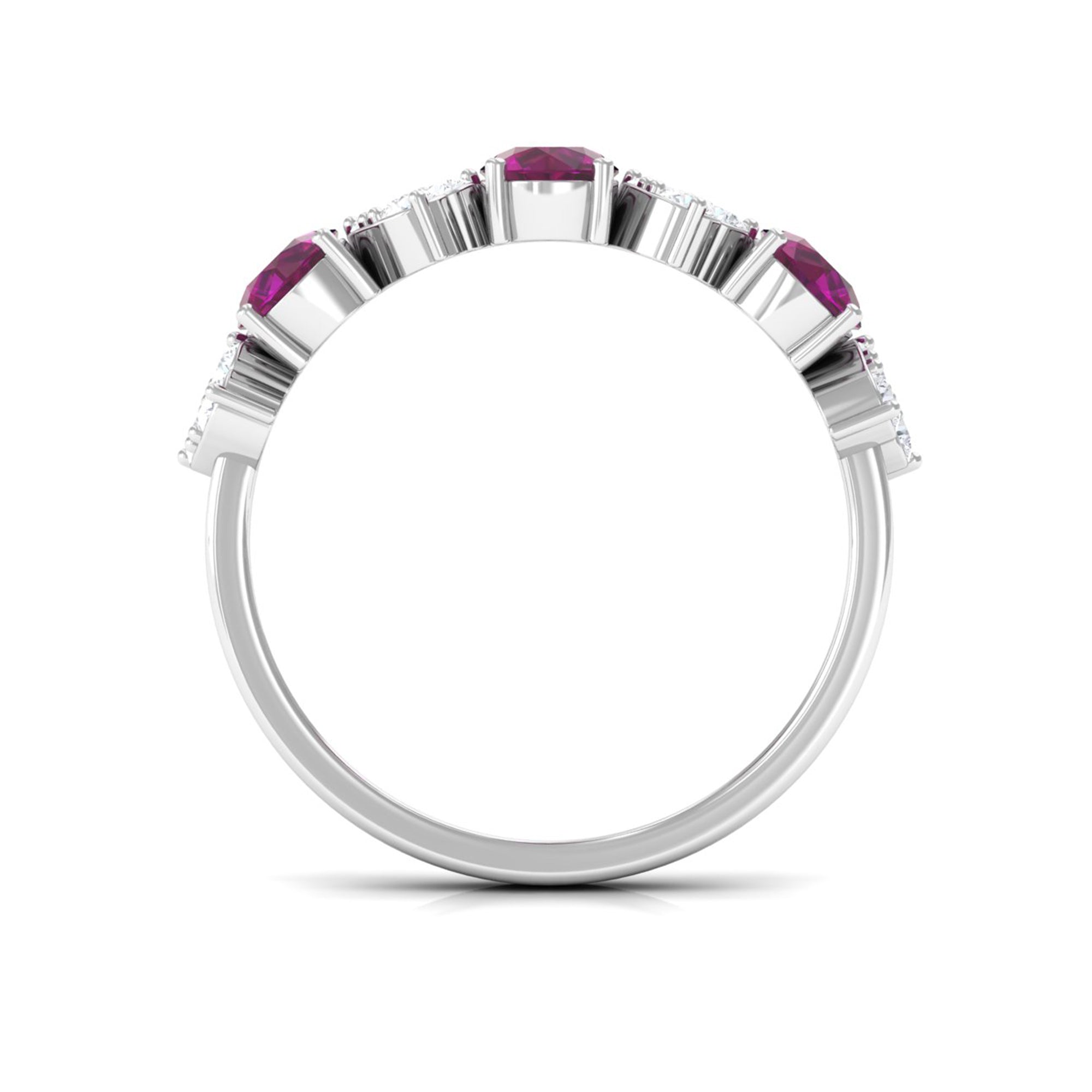 1.50 CT Rhodolite and Diamond Heart Shape Alternate Eternity Ring Rhodolite - ( AAA ) - Quality - Rosec Jewels