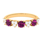 1.50 CT Rhodolite and Diamond Heart Shape Alternate Eternity Ring Rhodolite - ( AAA ) - Quality - Rosec Jewels