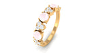 Rose Quartz and Diamond Heart Shape Alternate Half Eternity Ring Rose Quartz - ( AAA ) - Quality - Rosec Jewels