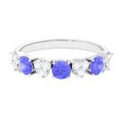 Natural Tanzanite Half Eternity Ring Tanzanite - ( AAA ) - Quality - Rosec Jewels