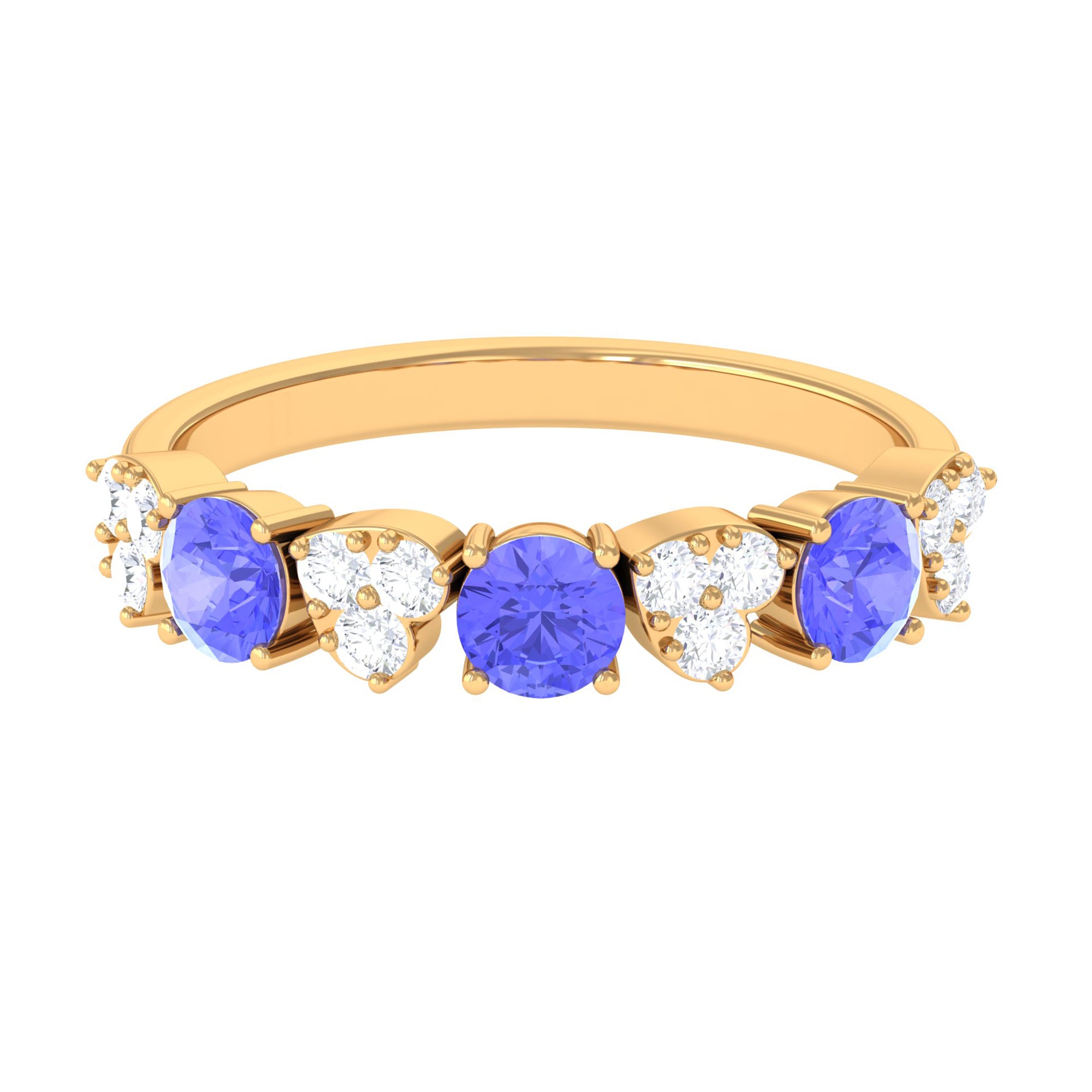 Natural Tanzanite Half Eternity Ring Tanzanite - ( AAA ) - Quality - Rosec Jewels