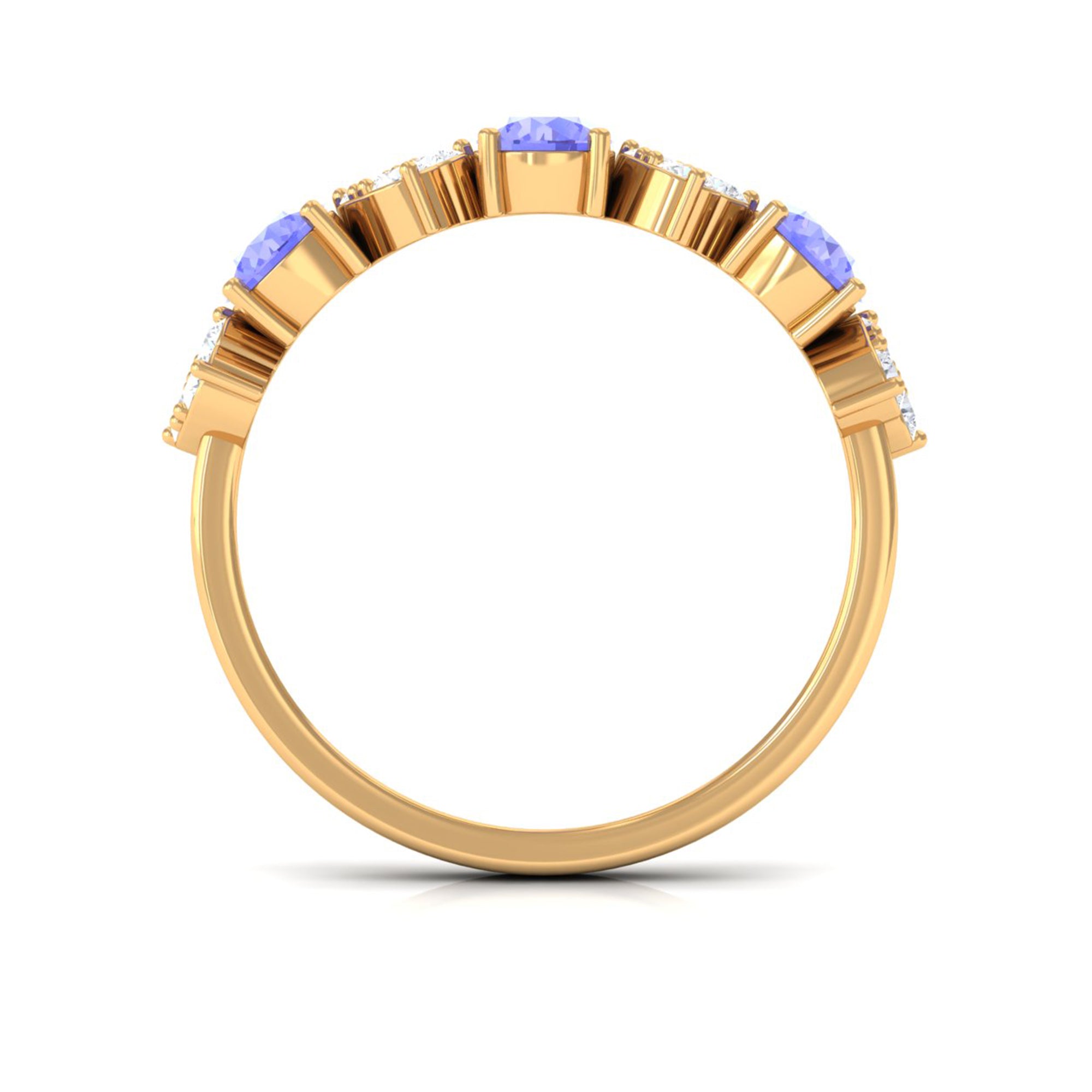 Natural Tanzanite Half Eternity Ring Tanzanite - ( AAA ) - Quality - Rosec Jewels