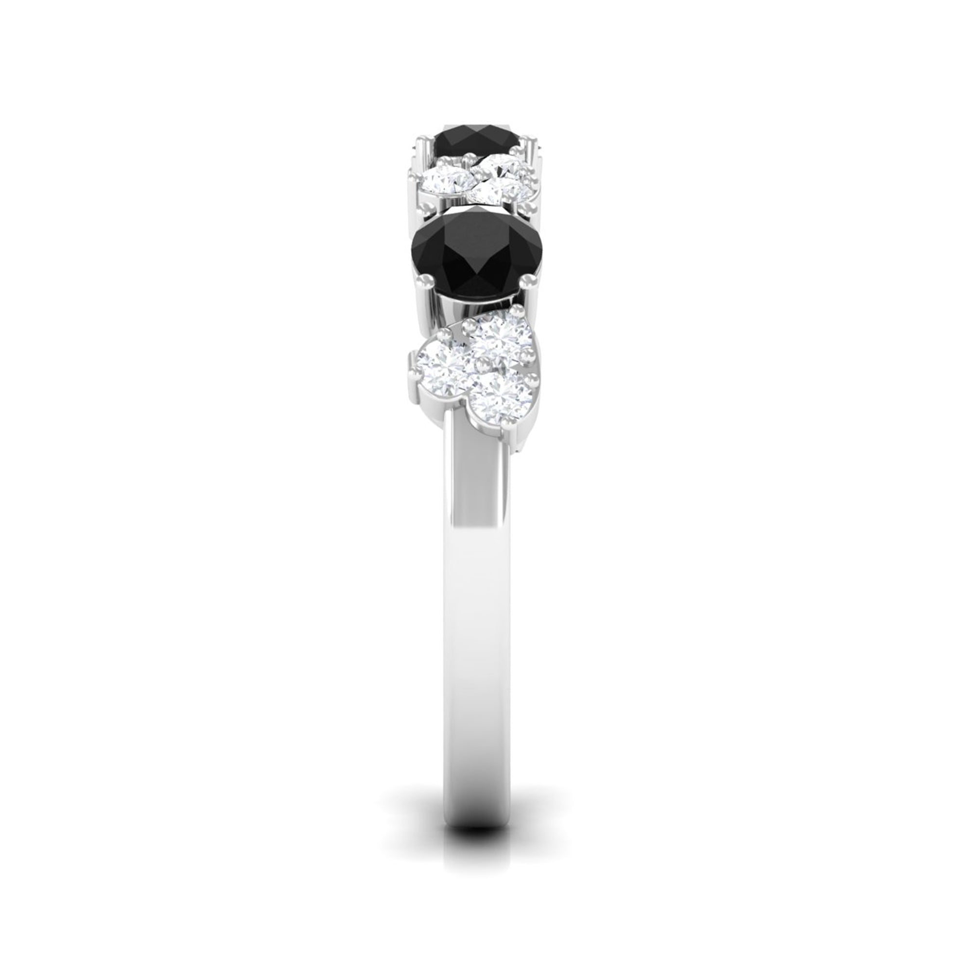 1.50 CT Alternate Black Spinel and Diamond Half Eternity Ring Black Spinel - ( AAA ) - Quality - Rosec Jewels