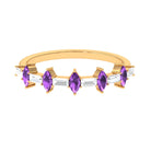 Amethyst and Diamond Alternate Half Eternity Ring Amethyst - ( AAA ) - Quality - Rosec Jewels