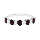 1.25 Carat Oval Garnet Half Eternity Band with Diamond Garnet - ( AAA ) - Quality - Rosec Jewels