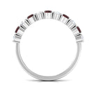 1.25 Carat Oval Garnet Half Eternity Band with Diamond Garnet - ( AAA ) - Quality - Rosec Jewels