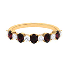 1.25 Carat Oval Garnet Half Eternity Band with Diamond Garnet - ( AAA ) - Quality - Rosec Jewels