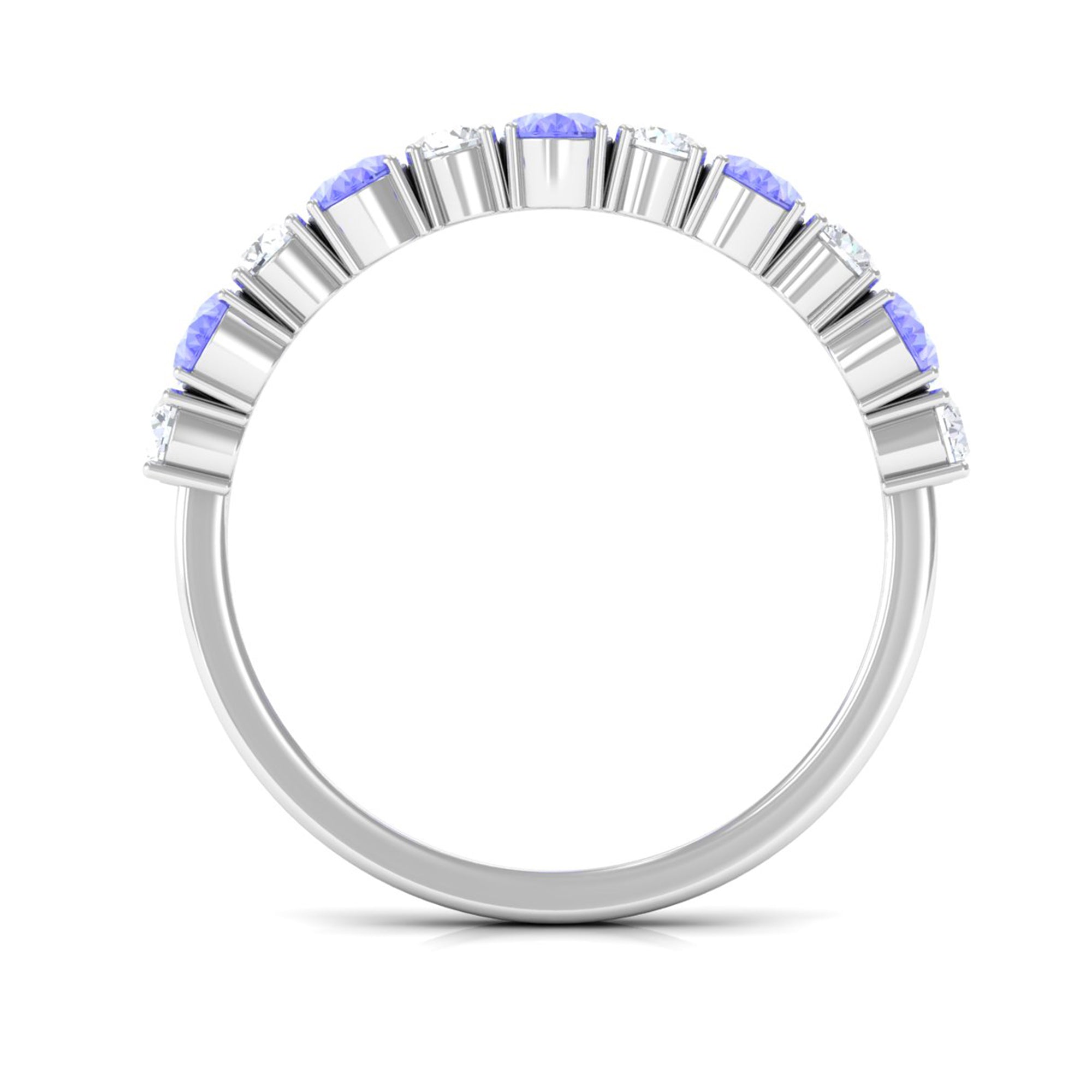 Genuine Tanzanite Stackable Half Eternity Ring Tanzanite - ( AAA ) - Quality - Rosec Jewels