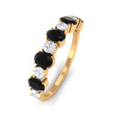 1 CT Oval Cut Black Spinel and Diamond Half Eternity Ring Black Spinel - ( AAA ) - Quality - Rosec Jewels