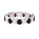 Real Garnet and Diamond Designer Eternity Band Ring Garnet - ( AAA ) - Quality - Rosec Jewels