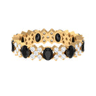 Black Onyx and Moissanite Designer Eternity Ring Black Onyx - ( AAA ) - Quality - Rosec Jewels