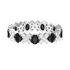 2.50 CT Oval Black Spinel and Moissanite Eternity Band Black Spinel - ( AAA ) - Quality - Rosec Jewels