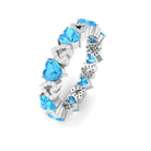 2.75 CT Swiss Blue Topaz and Diamond Heart Eternity Ring Swiss Blue Topaz - ( AAA ) - Quality - Rosec Jewels