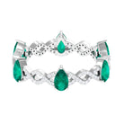 Crossover Eternity Ring with Emerald and Diamond Emerald - ( AAA ) - Quality - Rosec Jewels